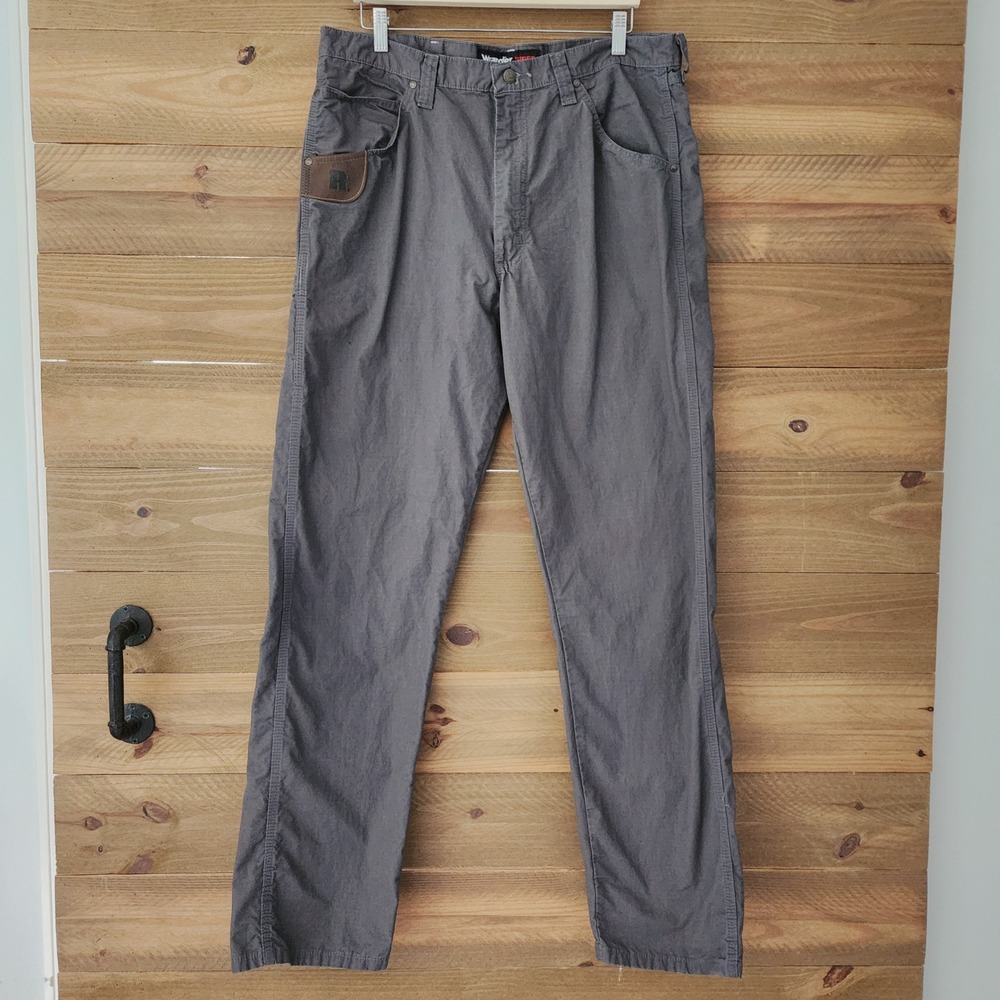 Wrangler Riggs Workwear gray rip stop pants mens size 38x34